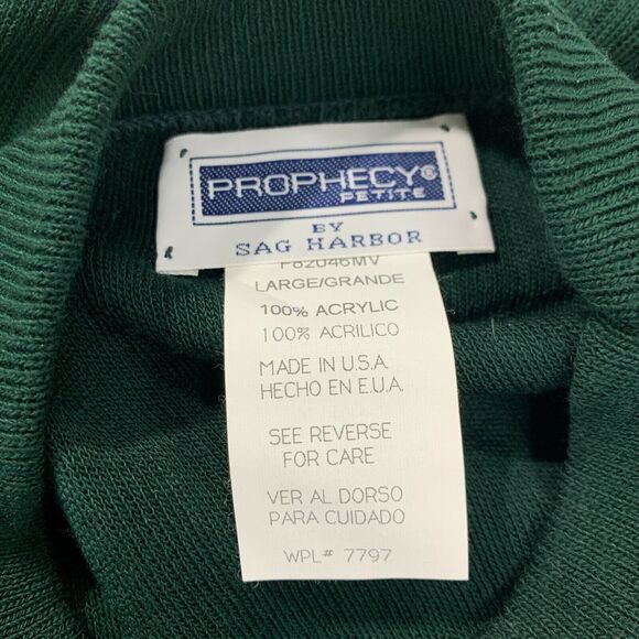 Vintage Prophecy Sag Harbor Ribbed Shirt Petite Size L Forest Green Mid Sleeves - Picture 6 of 9